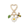 Gold-tone bee daisy leaf keychain accessory | KCA092-04 | image 1