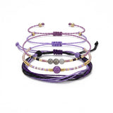 Purple Braided Three-Piece Bracelet Set