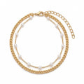 Pearl Double-Layer Chain Anklet with zinc alloy details | JL7429-01 | image 1
