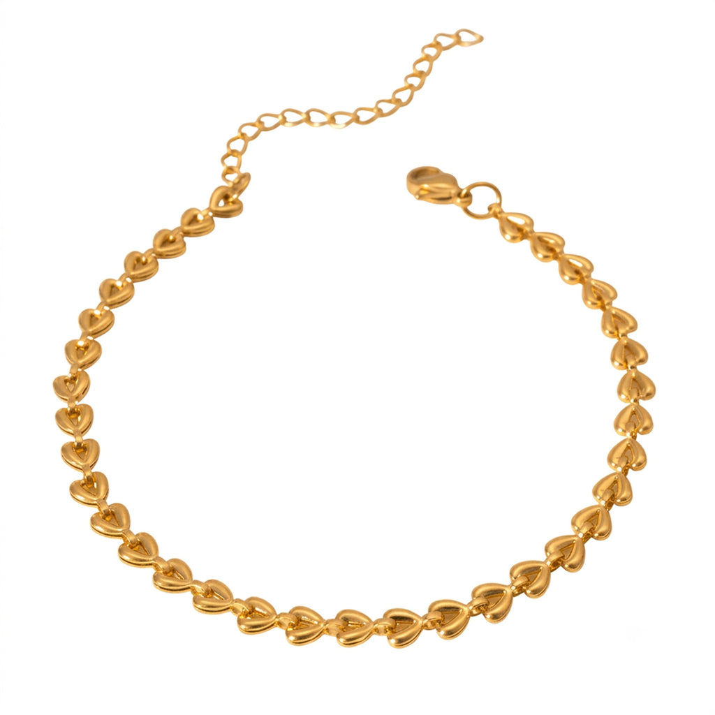 Gold-Tone Heart Tassel Anklet with stainless steel details | JL7431-01 | image 1