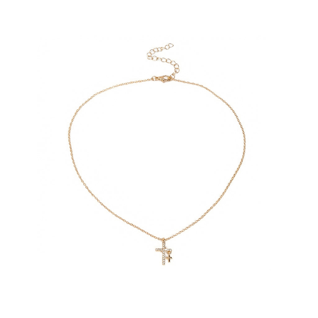 Gold-Tone Cross Pendant Necklace with zinc-alloy hardware | NA604-01 | image 1