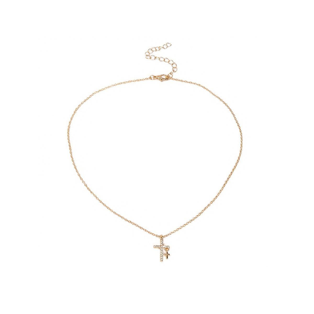 Gold-Tone Cross Pendant Necklace with zinc-alloy hardware | NA604-01 | image 1