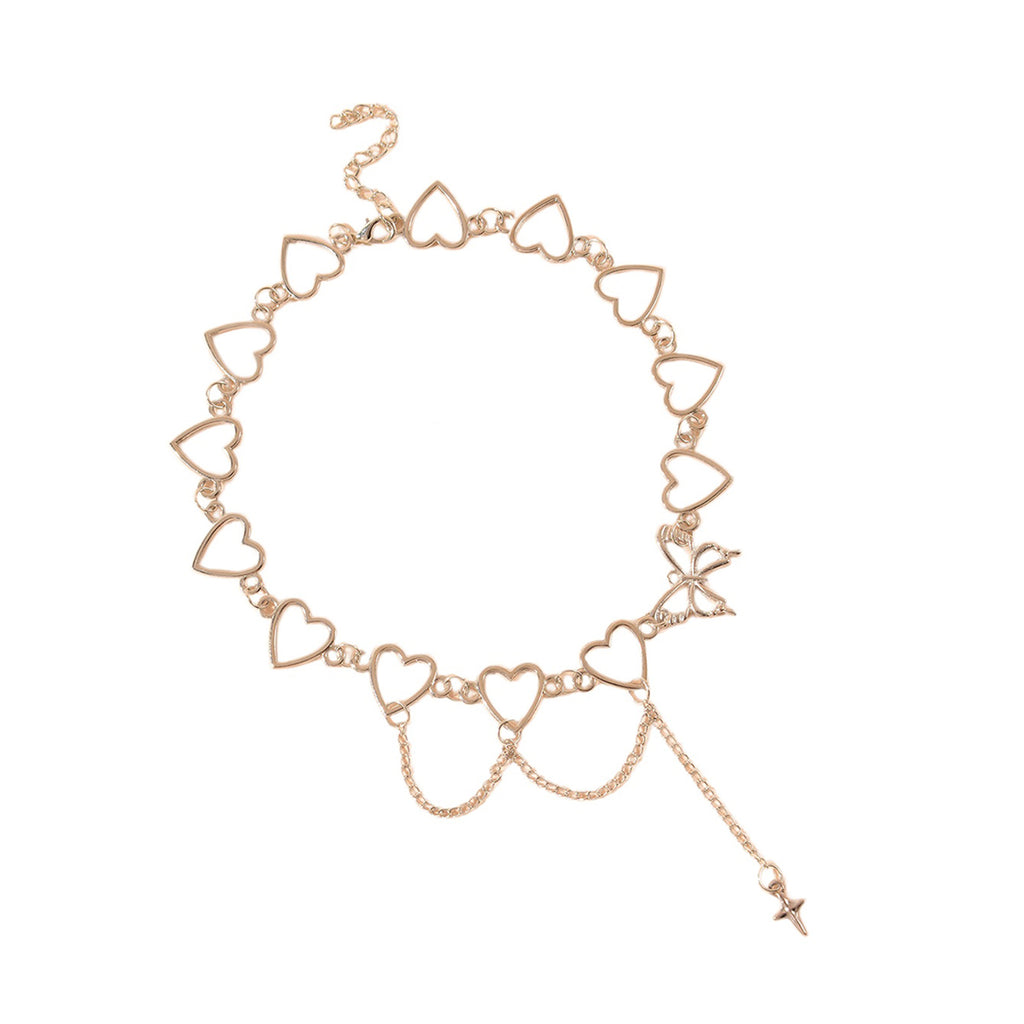 Silver-Tone Butterfly Heart Necklace with zinc-alloy hardware | NA592-01 | image 1