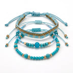 Teal braided three-piece bracelet set with adjustable pull cords | BRA513-01 | image 1