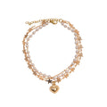 Faux Pearl Star Heart Anklet with zinc alloy details | JL7394-01 | image 1