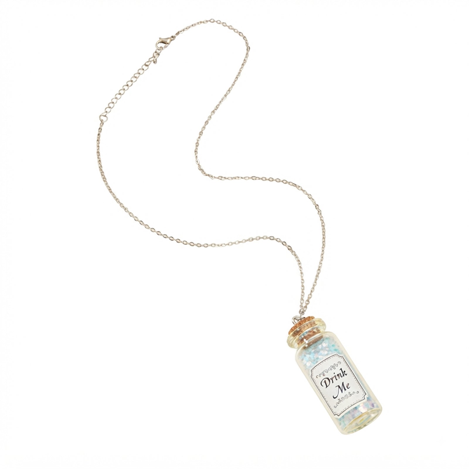 Blue Glass Bottle Pendant Necklace with glass details | NA910-01 | image 1