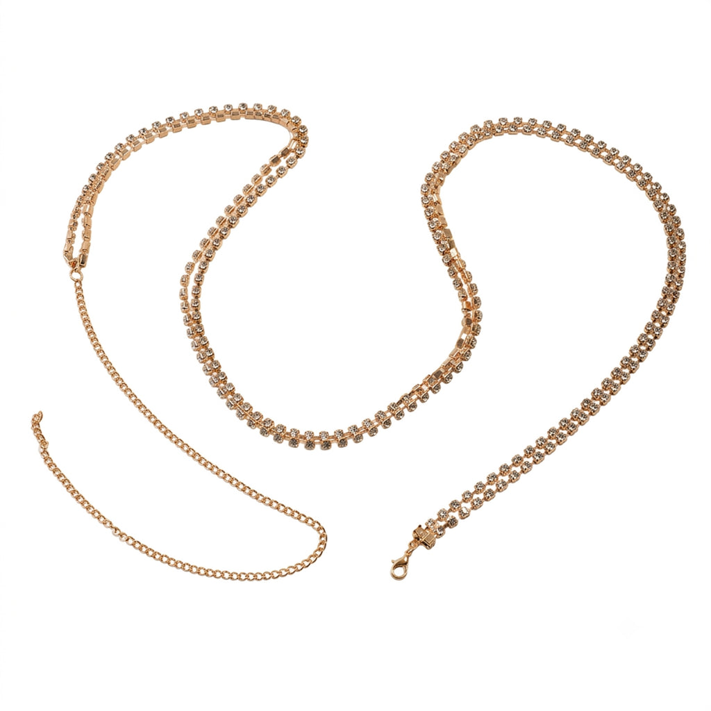 Gold-Tone Double-Layer Zircon Waist Chain with zinc-alloy details | BCN0282-01 | image 1