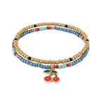 Cherry Beaded Cord Anklet Set with plastic details | JL7267-01 | image 1