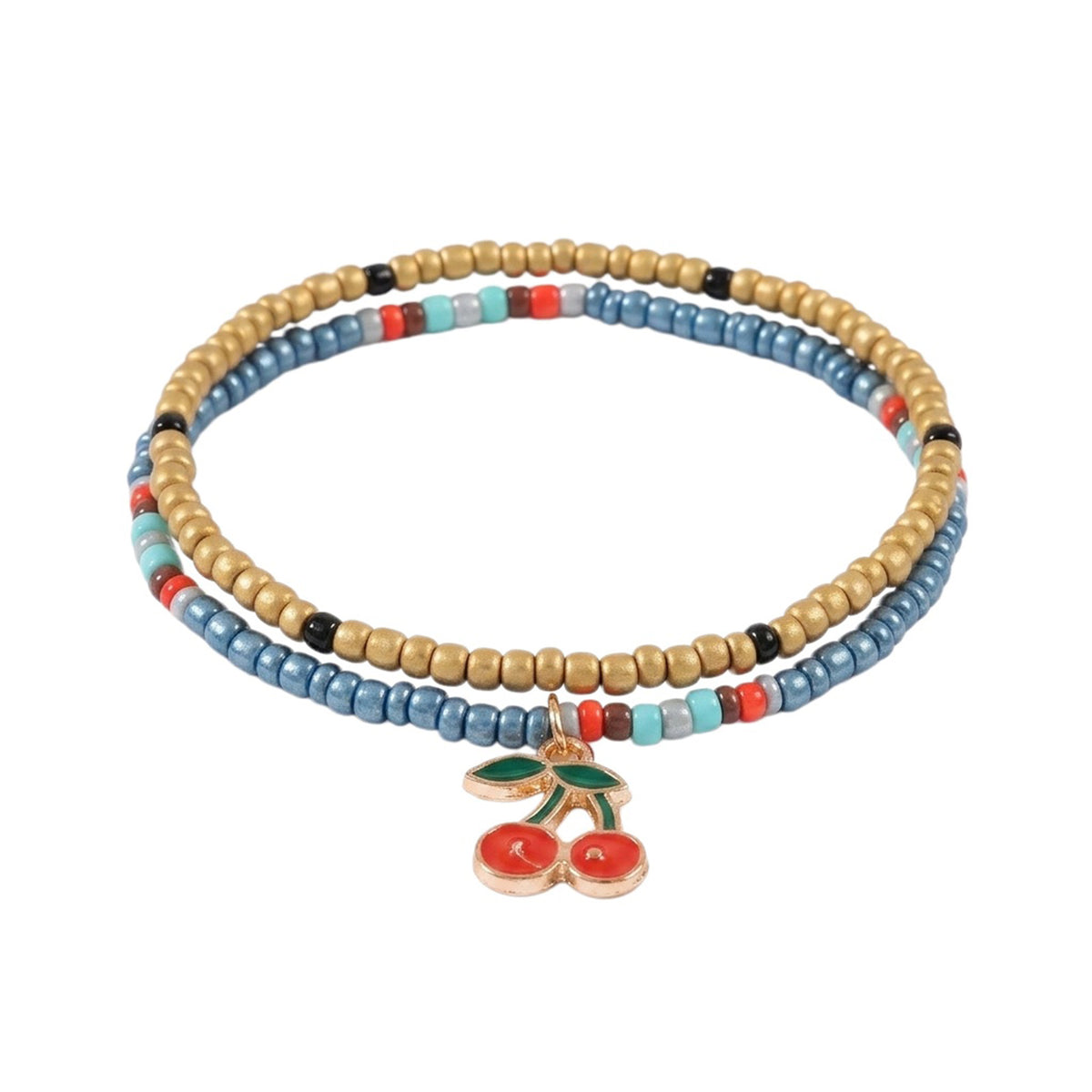 Cherry Beaded Cord Anklet Set with plastic details | JL7267-01 | image 1