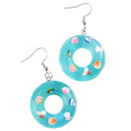 Blue pool float drop earrings in lightweight plastic | ERA641-01 | image 1
