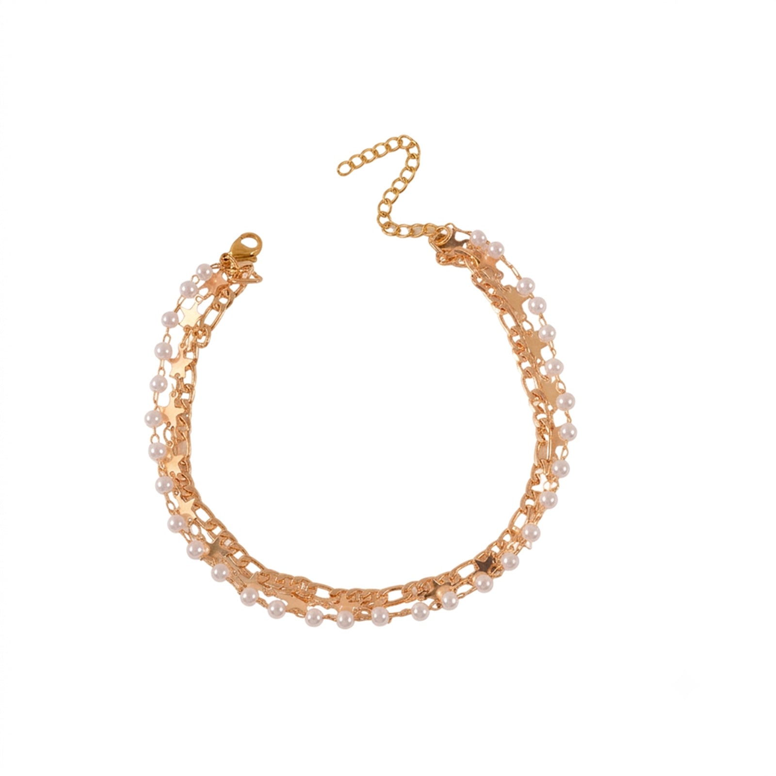 Star Bead Layered Anklet with zinc alloy details | JL7375-01 | image 1