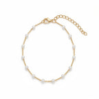 Single Strand Pearl Anklet with plastic and zinc alloy details | JL7428-01 | image 1