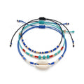 Blue braided three-piece bracelet set with adjustable pull cords | BRA581-01 | image 1