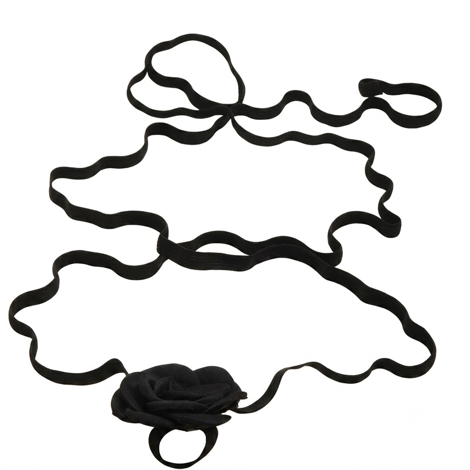 Black Flower Wrap Anklet with elastic band details | JL7405-01 | image 1