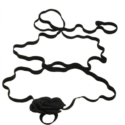 Black Flower Wrap Anklet with elastic band details | JL7405-01 | image 1
