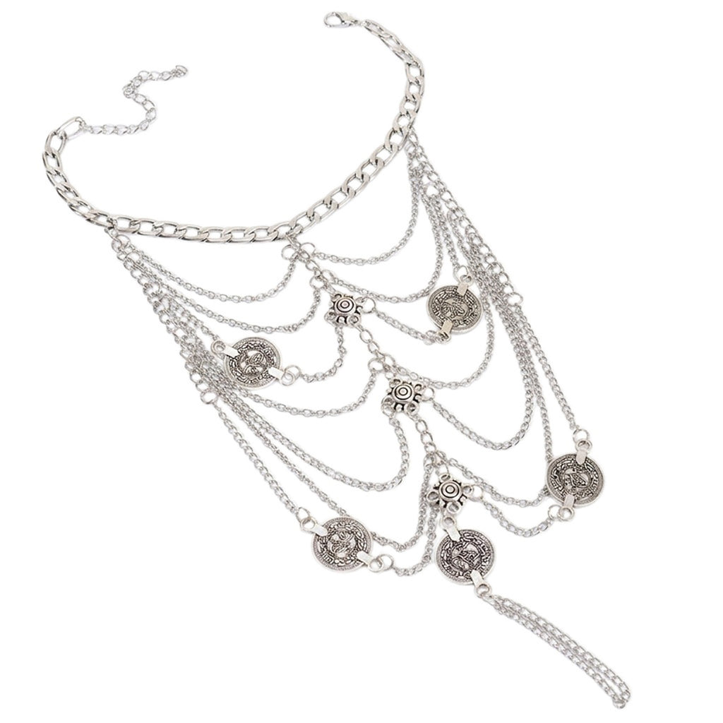 Silver-Tone Coin Layered Toe Anklet with zinc alloy details | JL7331-01 | image 1