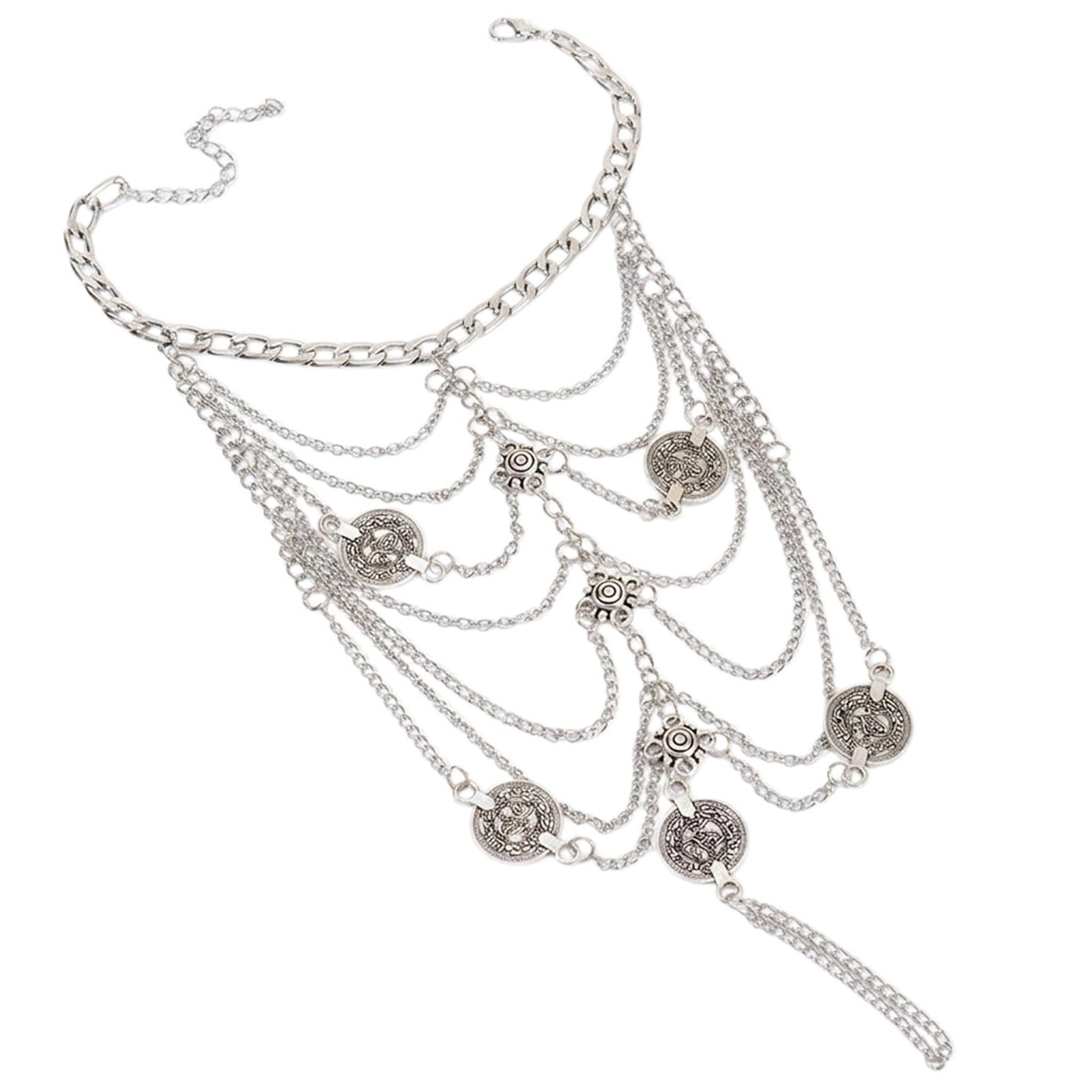 Silver-Tone Coin Layered Toe Anklet with zinc alloy details | JL7331-01 | image 1