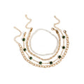 Green Stone Beaded Anklet Set with zinc alloy details | JL7342-01 | image 1