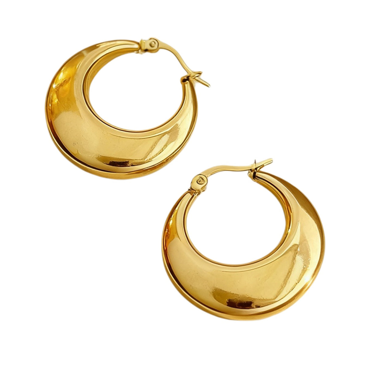 Gold-tone stainless steel U-hoop earrings with polished finish | ERA646-01 | image 1