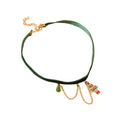 Green Velvet Christmas Tree Choker with zinc-alloy hardware | NA157-08 | image 1