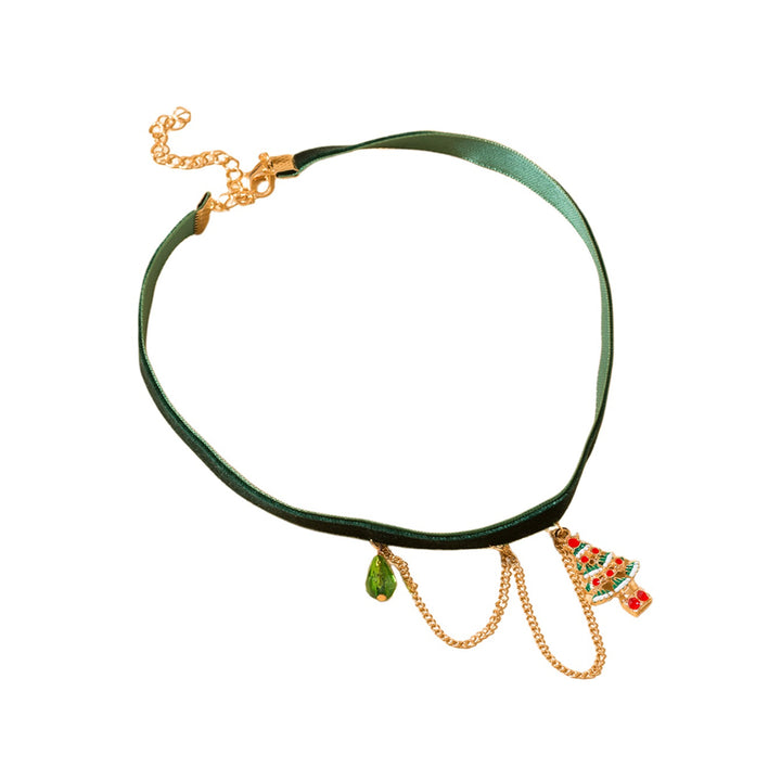 Green Velvet Christmas Tree Choker