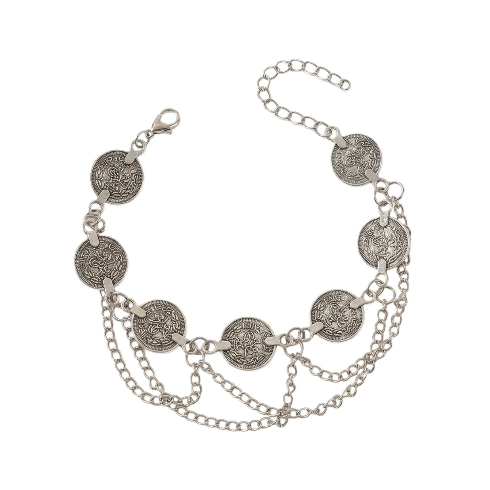 Silver-Tone Coin Anklet with zinc alloy details | JL7332-01 | image 1