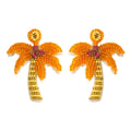 Palm tree beaded drop earrings with sparkling details | ERA647-03 | image 1