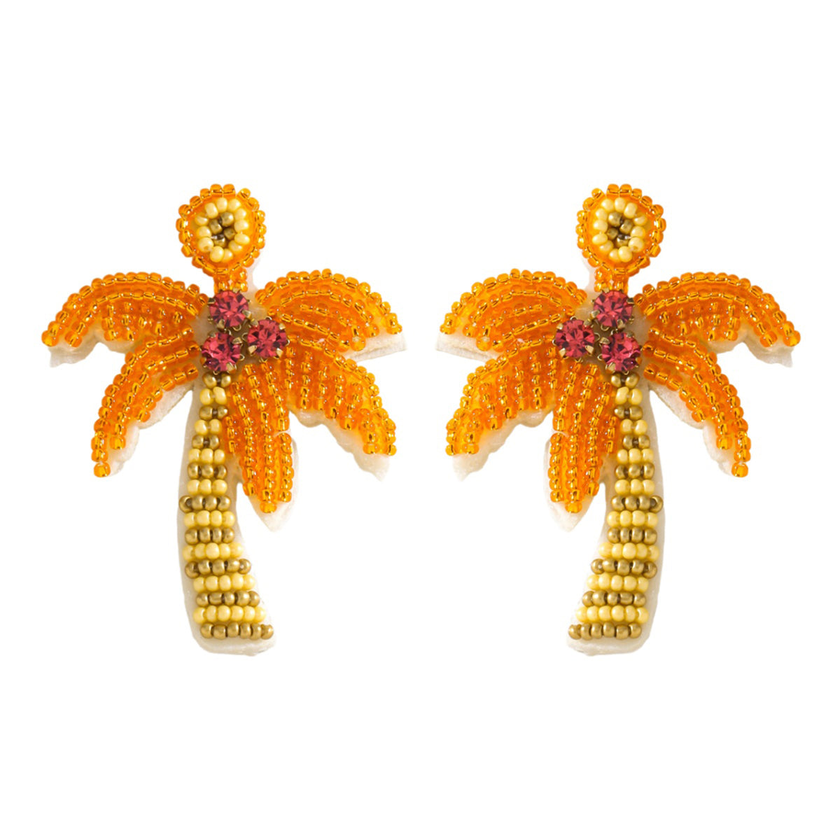 Palm tree beaded drop earrings with sparkling details | ERA647-03 | image 1