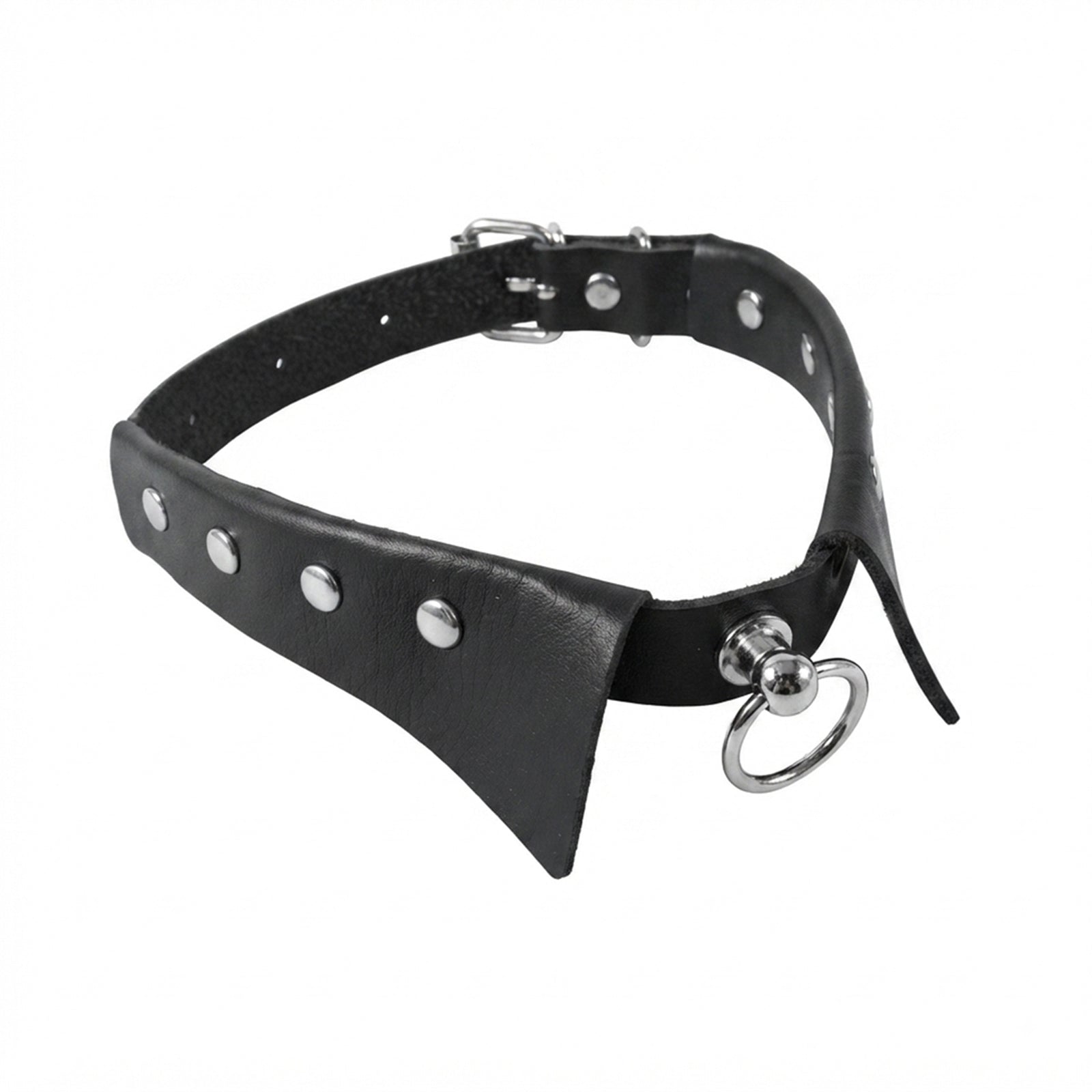 Black Leather Ring Necklace with leather | NA685-01 | image 1