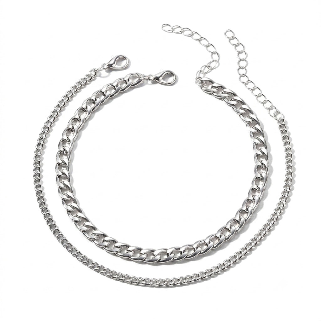 Stainless Steel Cuban Anklet Set with stainless steel details | JL7425-02 | image 1