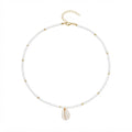 White Beaded Shell Necklace with plastic components | NA642-02 | image 1