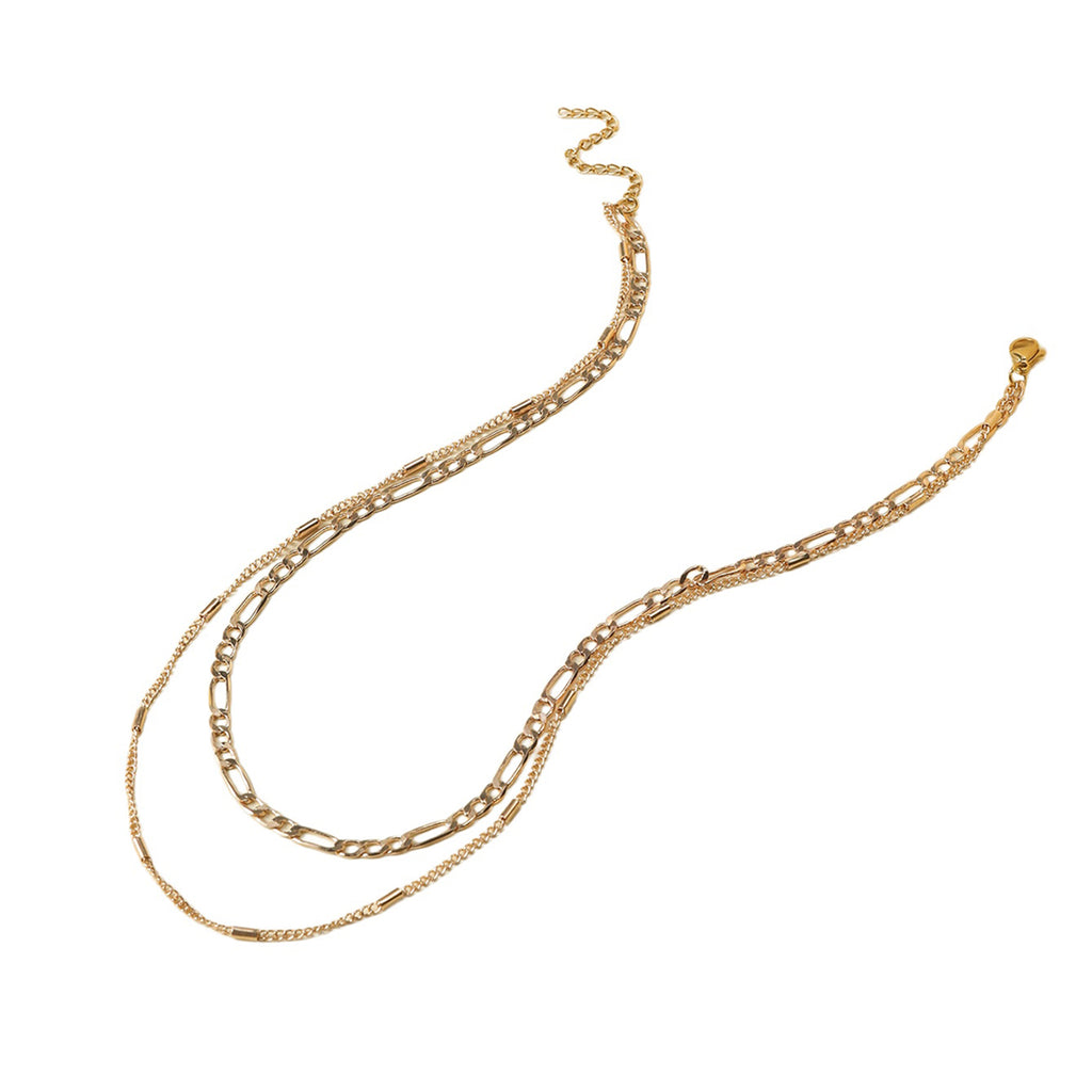 Double Layer Bar Chain Necklace with zinc-alloy hardware | NA499-01 | image 1