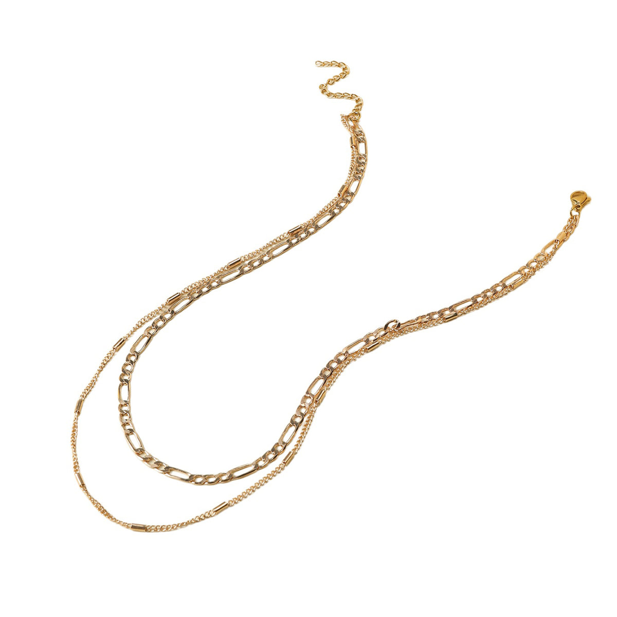 Double Layer Bar Chain Necklace with zinc-alloy hardware | NA499-01 | image 1