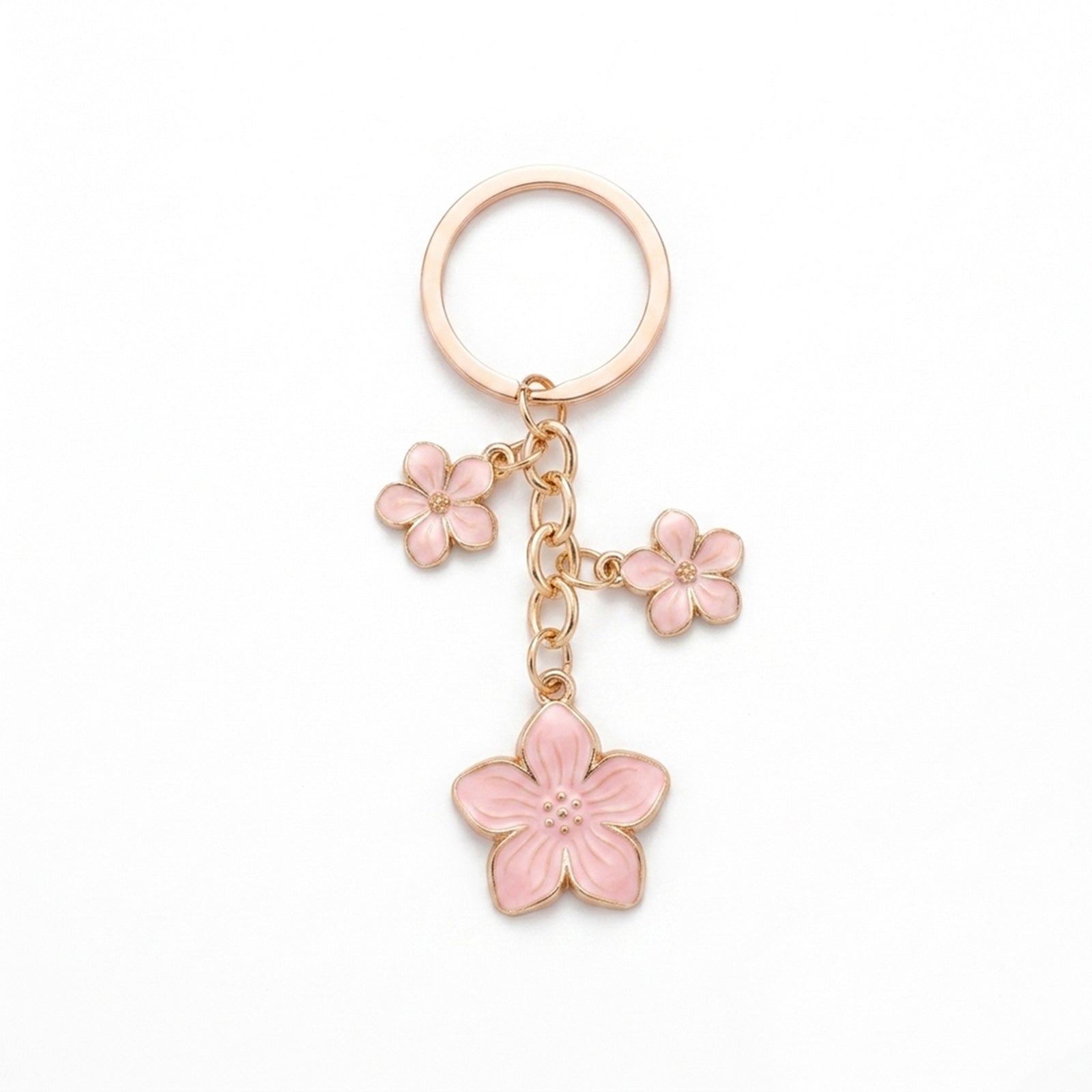 Pink cherry blossom keychain with floral accents | KCA070-06 | image 1