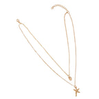Gold-Tone Leaf Starfish Layered Necklace with zinc-alloy hardware | NA466-01 | image 1