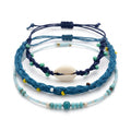 Blue braided three-piece bracelet set with adjustable pull cords | BRA583-01 | image 1