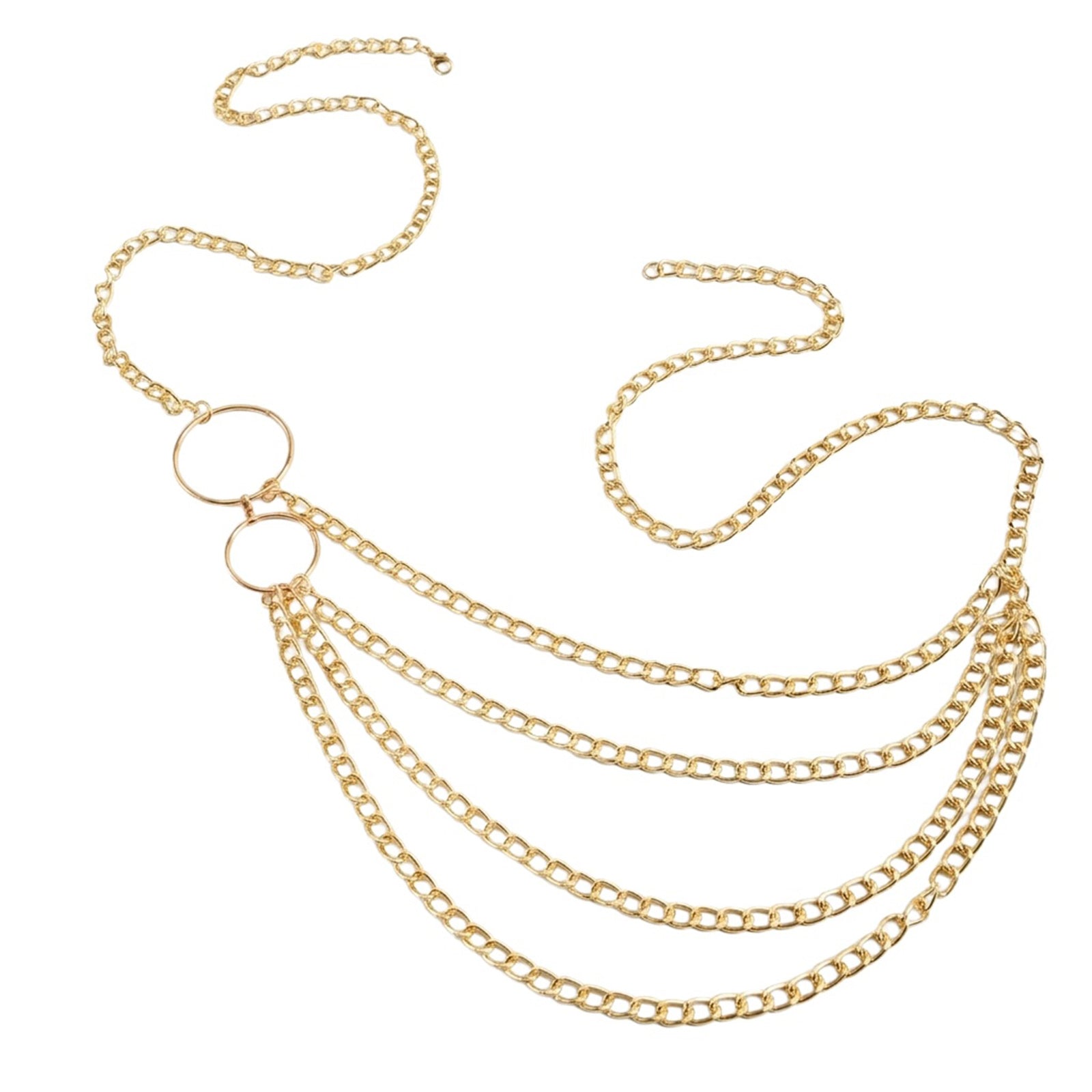 Gold-Tone Chunky Ring Tassel Waist Chain with zinc-alloy details | BCN0243-01 | image 1