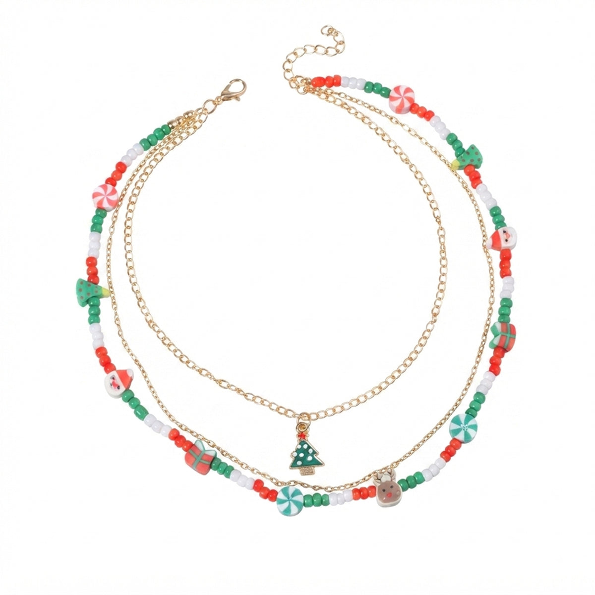 Christmas Layered Bead Necklace with zinc-alloy hardware | NA722-01 | image 1