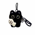 Black cat plush keychain with strawberry accent | KCA077-01 | image 1
