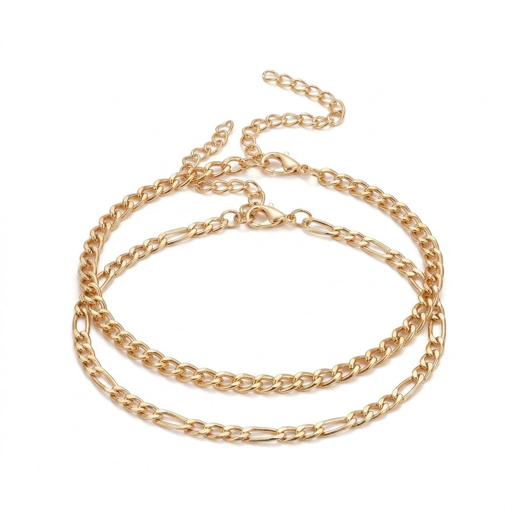 Minimalist Chain Anklet Set with zinc alloy details | JL7414-01 | image 1