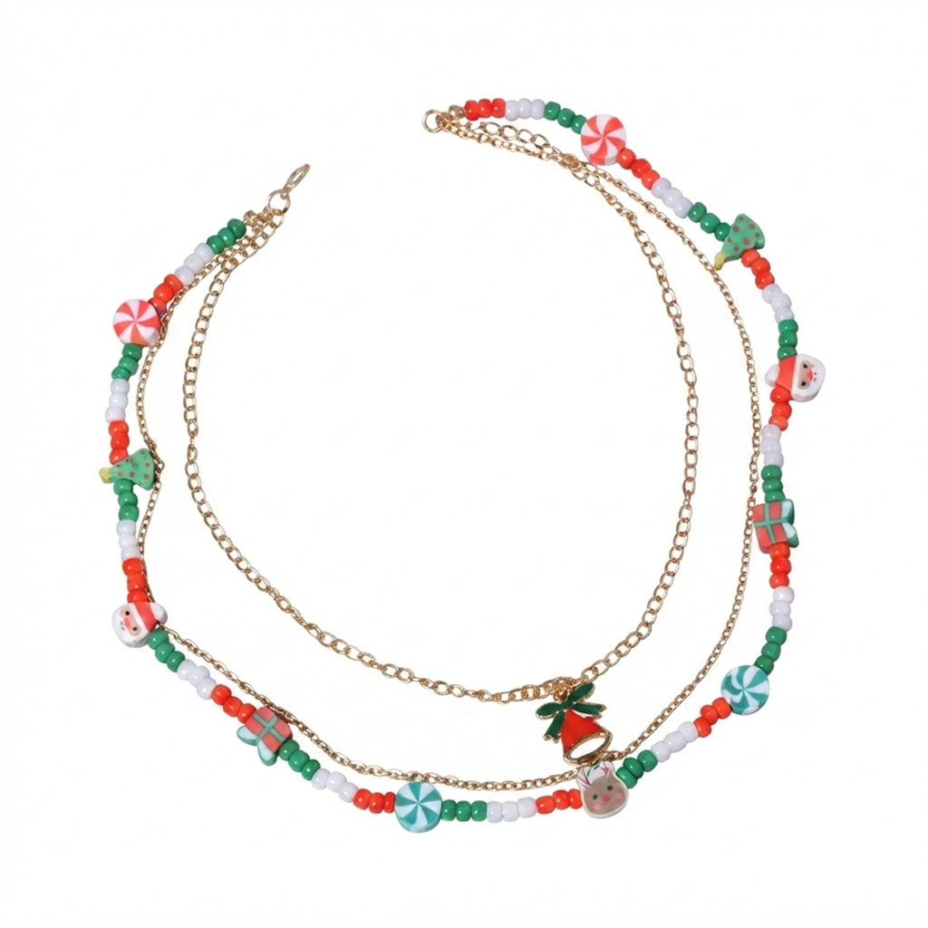 Christmas Bell Layered Bead Necklace with zinc-alloy hardware | NA722-03 | image 1