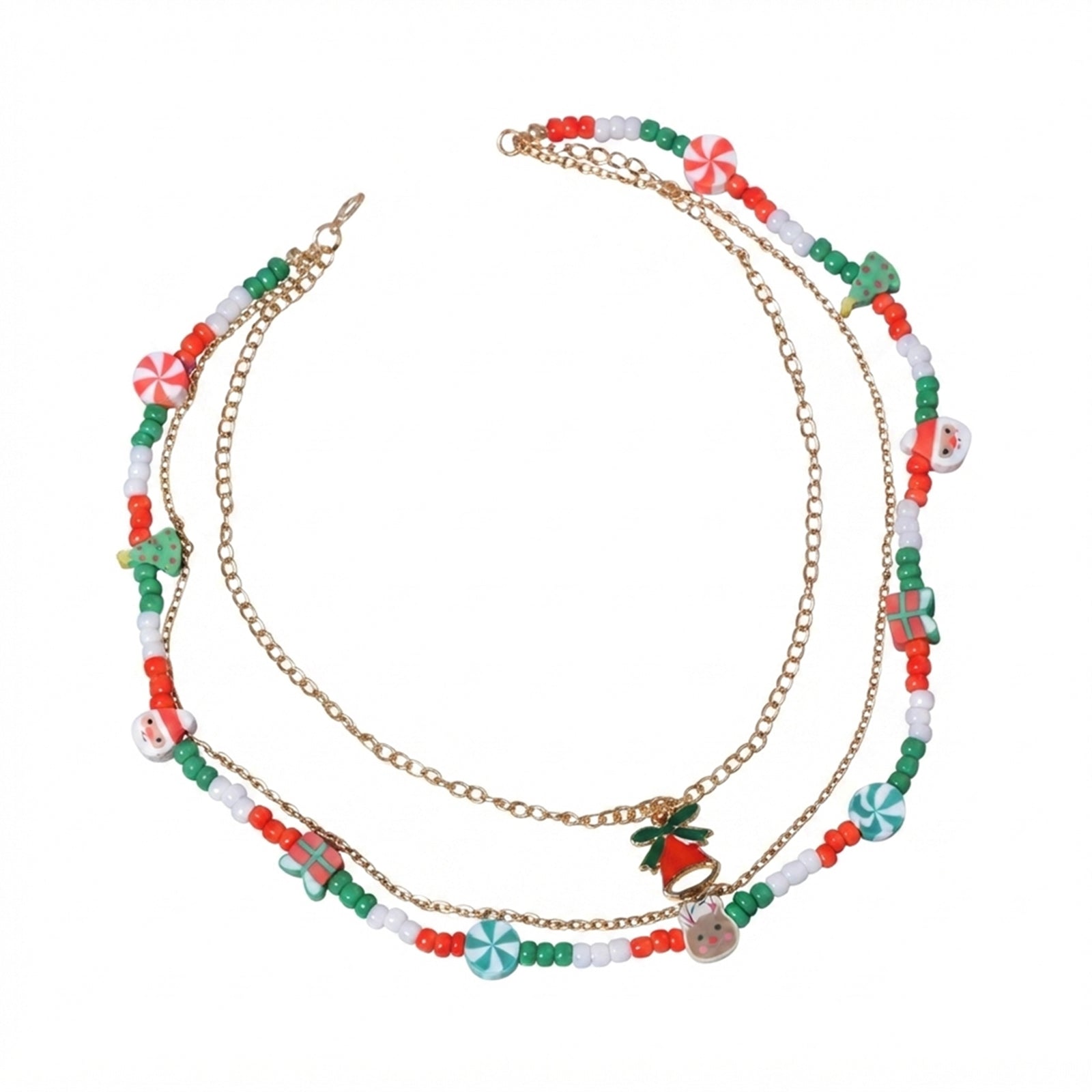 Christmas Bell Layered Bead Necklace with zinc-alloy hardware | NA722-03 | image 1