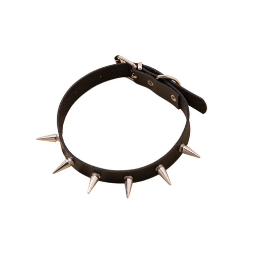 Black Fang Leather Choker with leather | N3976-01 | image 1