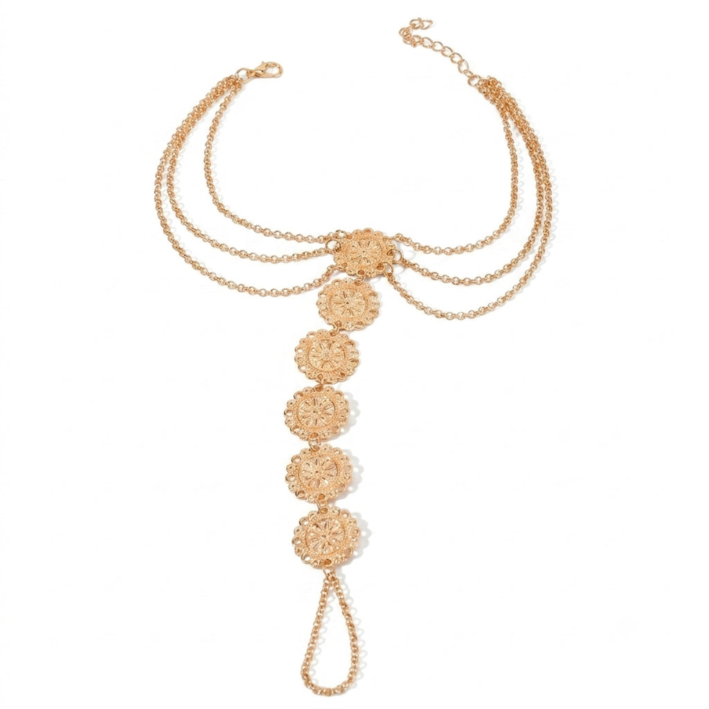 Gold-Tone Coin Toe Anklet with zinc alloy details | JL7336-01 | image 1