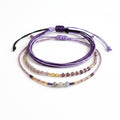 Dark Purple braided three-piece bracelet set with adjustable pull cords | BRA561-01 | image 1