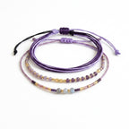 Dark Purple braided three-piece bracelet set with adjustable pull cords | BRA561-01 | image 1