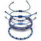 Blue braided three-piece bracelet set with adjustable pull cords | BRA512-01 | image 1