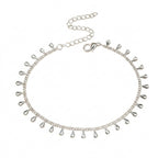 Silver-Tone Teardrop Chain Anklet with copper and synthetic zircon details | JL7432-01 | image 1