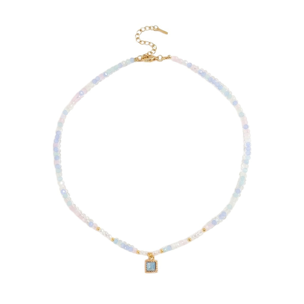 Blue Purple Faux Crystal Necklace with imitation crystal details | NA561-03 | image 1