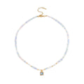 Blue Purple Faux Crystal Necklace with imitation crystal details | NA561-03 | image 1